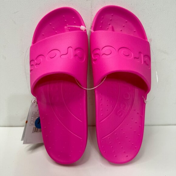 Crocs Slide Sandals Bright Pink Size 10 Womens New With Tags - Picture 1 of 8